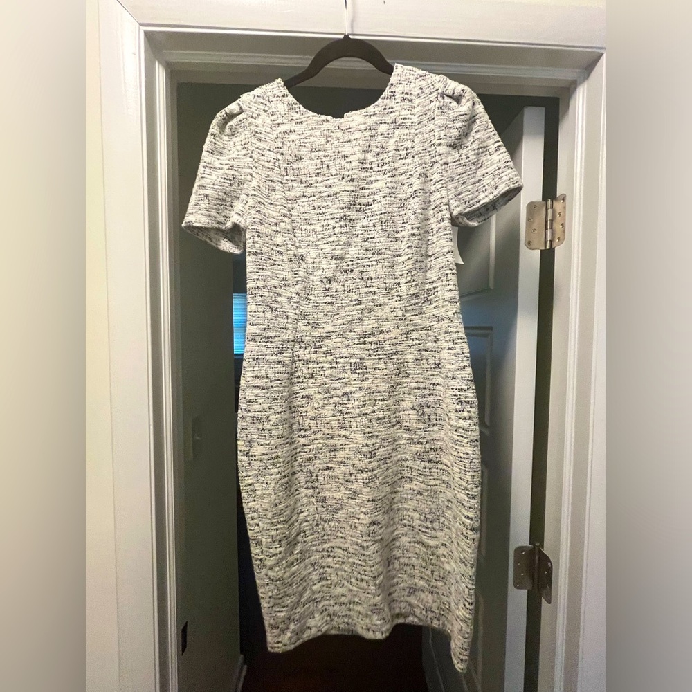 EUC Calvin Klein Black & White Tweed Dress, Size 8